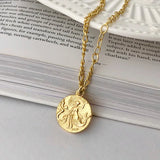 Mermaid Coin Pendant Rope Chain Necklace 925 Sterling Silver C-YG007