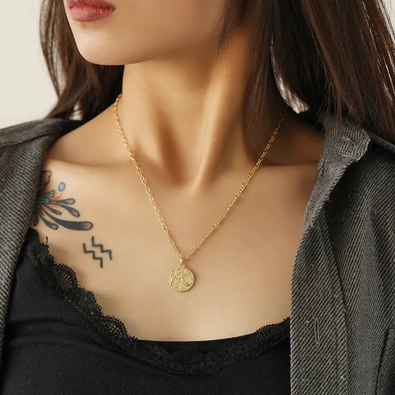 Mermaid Coin Pendant Rope Chain Necklace 925 Sterling Silver C-YG007