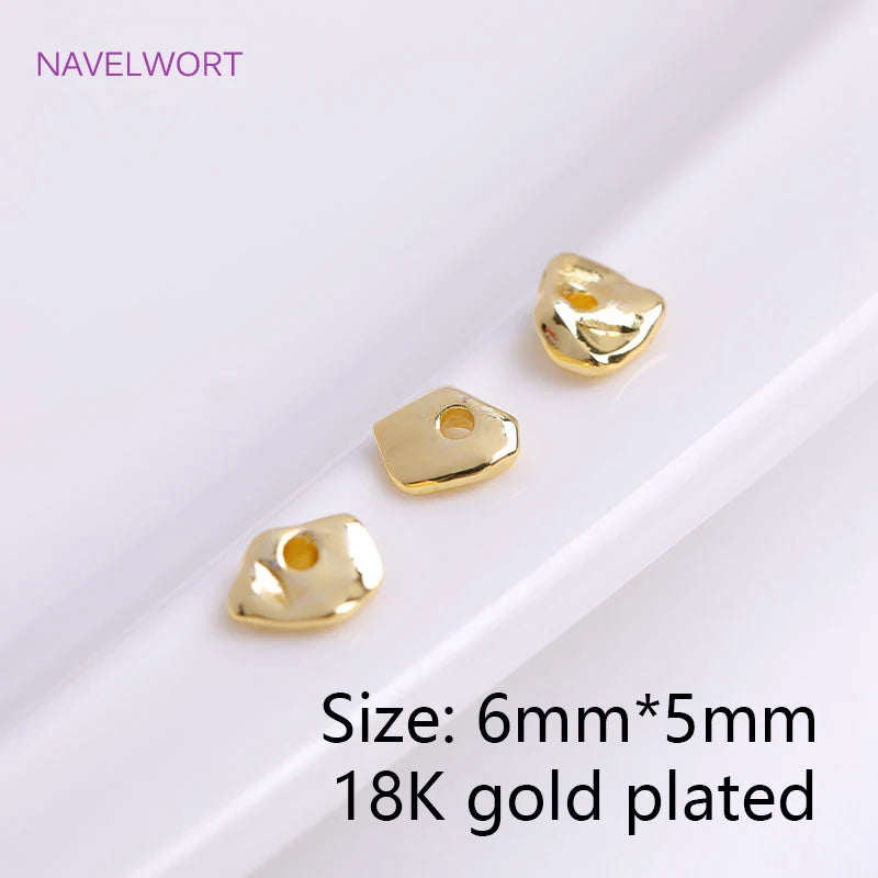 18K Plating Brass Asymmetrical Beads High Irregular Loose Spacer Beads
