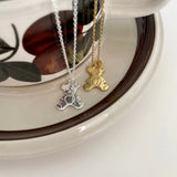18K Plating 925 Sterling Silver Teddy Bear Pendant Choker Necklace