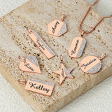 Feliz Lab Emerald Bar Pendant Necklace Engraved Jewelry