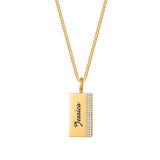 Feliz Lab Emerald Bar Pendant Necklace Engraved Jewelry