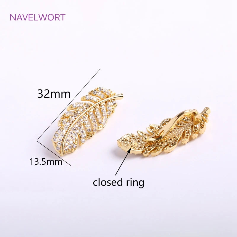 18K Plating Feather Pearl Clasps DIY Accessories