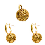 18K Plating Jewelry Set: High Ball Pendant & Drop Earrings for Women