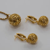 18K Plating Jewelry Set: High Ball Pendant & Drop Earrings for Women