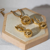 18K Plating Jewelry Set: High Ball Pendant & Drop Earrings for Women