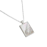 18K Plating Sterling Silver Clam Shell Square Geometric Pendant Necklace