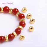 18K Plating Texture Spacer Beads Flat Round Stripe DIY Jewelry Making