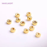 18K Plating Texture Spacer Beads Flat Round Stripe DIY Jewelry Making