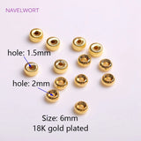 18K Plating Texture Spacer Beads Flat Round Stripe DIY Jewelry Making