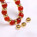 18K Plating Texture Spacer Beads Flat Round Stripe DIY Jewelry Making