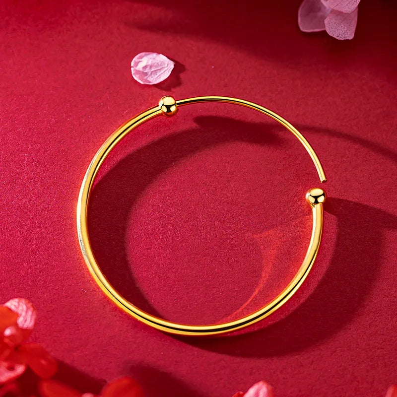 18K Pure Yellow Bracelet 999 Adjustable DIY Chain Women Jewelry