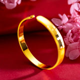 18K Pure Yellow Cuff Bracelets 999 Adjustable Women Wedding
