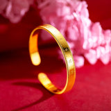 18K Pure Yellow Cuff Bracelets 999 Adjustable Women Wedding
