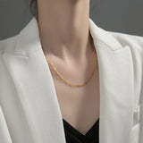 18K Real. 925 Sterling Silver Oval Chain Necklace Cuban Fine Jewelry