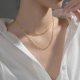 18K Real. 925 Sterling Silver Oval Chain Necklace Cuban Fine Jewelry