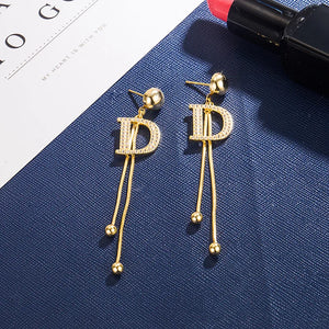 18K Real Earrings Fine Jewelry for Women Tassel Hollow DD Pop Earrings