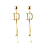 18K Real Earrings Fine Jewelry for Women Tassel Hollow DD Pop Earrings