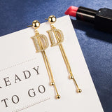 18K Real Earrings Fine Jewelry for Women Tassel Hollow DD Pop Earrings