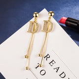 18K Real Earrings Fine Jewelry for Women Tassel Hollow DD Pop Earrings