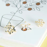 18K Small Flower Snowflake Pendant Earrings DIY Jewelry Material