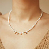 18K Personalized Name Pearl Necklace Chain Choker Jewelry