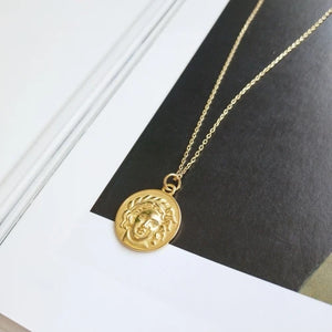 Sterling Silver Head Pendant 925 Clavicle Choker Necklace