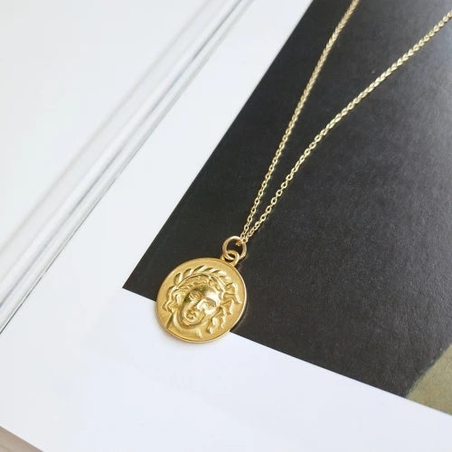 Sterling Silver Head Pendant 925 Clavicle Choker Necklace