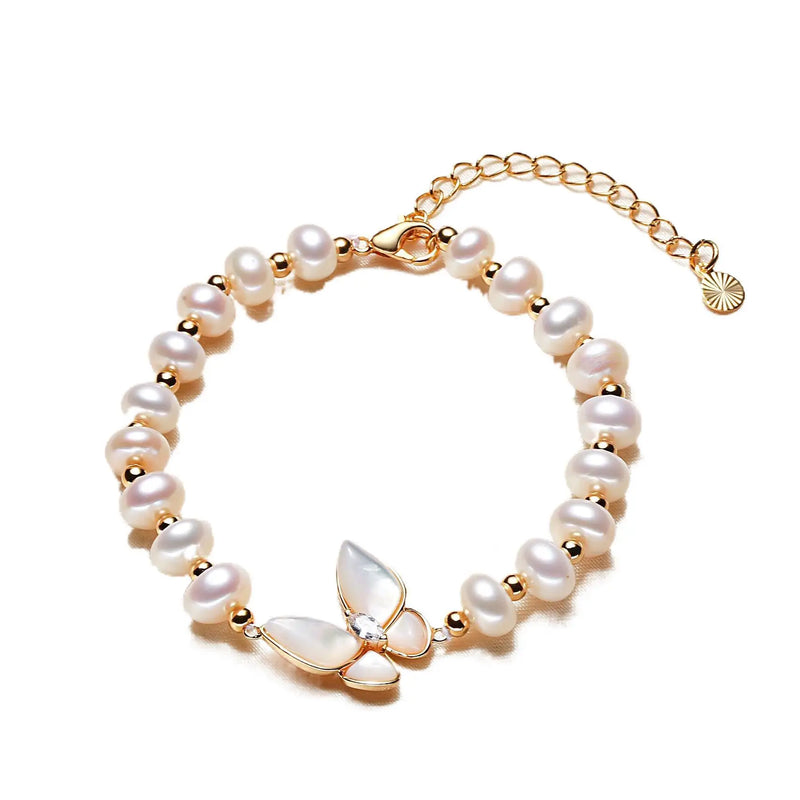 18K Pearl Bracelet for Women Anniversary Gift