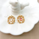 18K Zircon Inlaid Sweet Girl Earrings Necklace Pendant