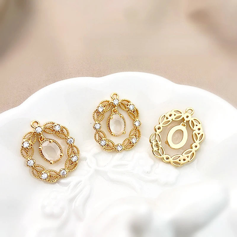 18K Zircon Inlaid Sweet Girl Earrings Necklace Pendant
