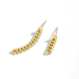 18K Asymmetry Earrings 925 Sterling Silver Cuban Chain Dangle Earrings