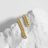 18K Asymmetry Earrings 925 Sterling Silver Cuban Chain Dangle Earrings
