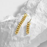 18K Asymmetry Earrings 925 Sterling Silver Cuban Chain Dangle Earrings