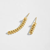 18K Asymmetry Earrings 925 Sterling Silver Cuban Chain Dangle Earrings