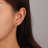 18K Asymmetry Earrings 925 Sterling Silver Cuban Chain Dangle Earrings