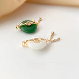 18K Antique Chalcedony Safety Clasp Tassel Pendant DIY Hairpin