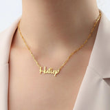 18K Initial Letter Name Necklace Stainless Steel Chain Jewelry