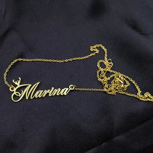 18K Deer Head Name Necklace Stainless Steel Christmas Gift