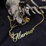 18K Deer Head Name Necklace Stainless Steel Christmas Gift