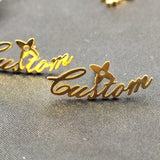 18K Personalized Stainless Steel Name Stud Earrings