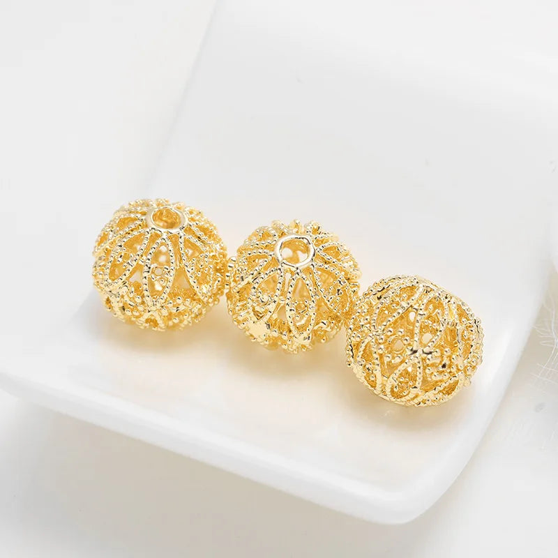18K Real Filled Color-Preserving 11MM Flower Necklace Bracelet Beads