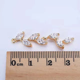 18K Real Filled Zircon Leaf Necklace Charms Pendants DIY Jewelry Making