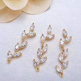 18K Real Filled Zircon Leaf Necklace Charms Pendants DIY Jewelry Making