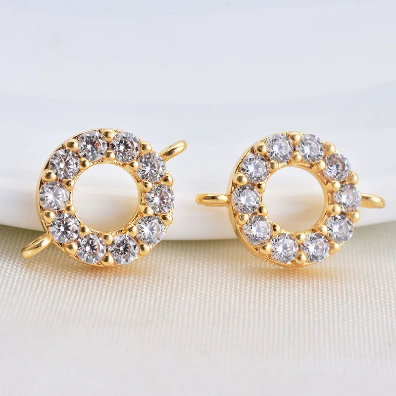 18K Real Filled 9MM Zircon Circle Hoop Necklace Charm Pendants