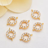 18K Real Filled 9MM Zircon Circle Hoop Necklace Charm Pendants