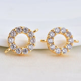 18K Real Filled 9MM Zircon Circle Hoop Necklace Charm Pendants