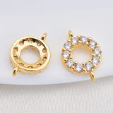 18K Real Filled 9MM Zircon Circle Hoop Necklace Charm Pendants