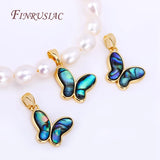 18K Real Plated Abalone Shell Butterfly Charms Pendant
