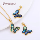 18K Real Plated Abalone Shell Butterfly Charms Pendant